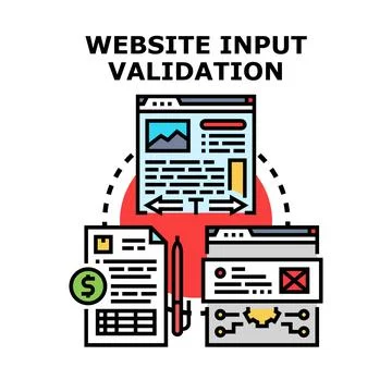 Website input validation security checking software development Ilustração Stock