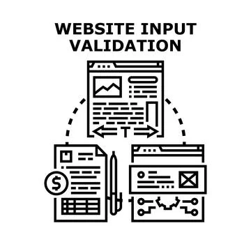 Website input validation security checking software development Stockillustratie