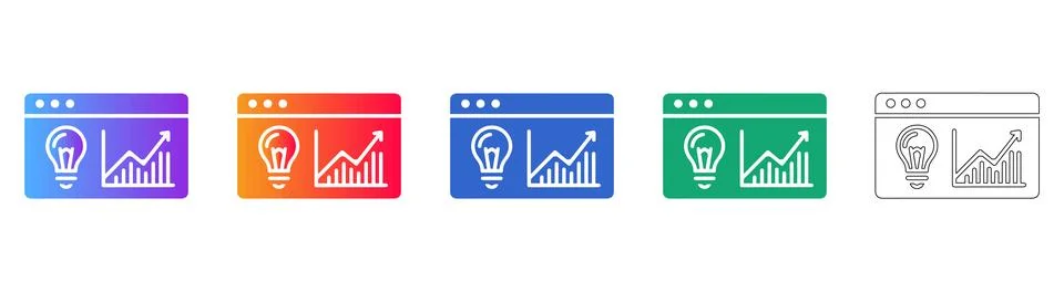 Website Insight Analytics Dashboard Icons Illustrazione stock