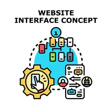 Website interface concept for digital interaction designing Stock Illustration