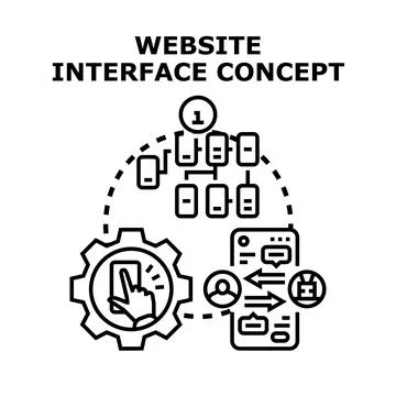 Website interface concept for digital interaction designing Stock Illustration