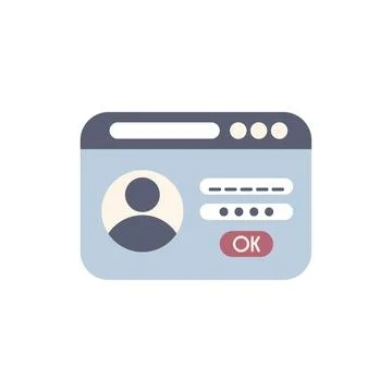 Website interface with login form for website requiring entering user passwor Ilustración de archivo