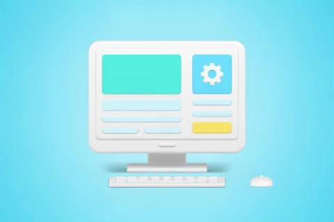 Website interface optimization 3d icon. Development of digital management and Stock Illustration