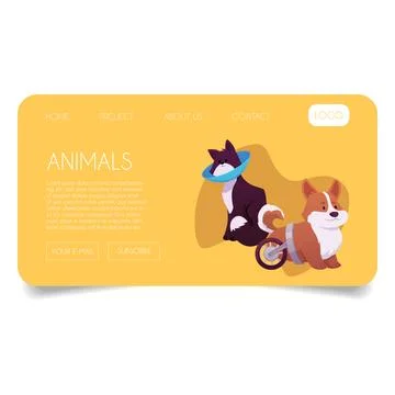 Website interface for sick animals, medical care, online store, veterinary Stock Illustration