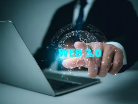 Website internet development, Global business, Web 3.0 concept image with b.. Foto stock