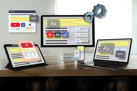 Website Internet Homepage UX developer and Designing a responsive website i.. Foto stock