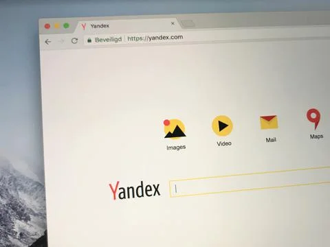 Website of internet Search engine Yandex Stock Photos