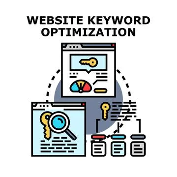 Website keyword optimization improving online search ranking Illustrazione stock