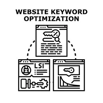 Website keyword optimization strategy and search engine marketing Illustrazione stock