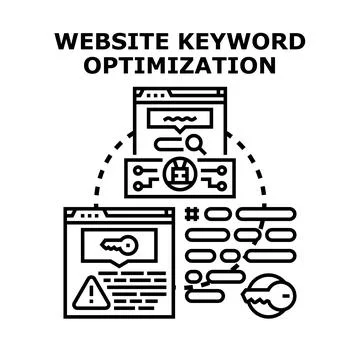 Website keyword optimization strategy selecting online search terms Stock Illustration