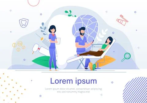 Website Landing Page Banner Visit Dental Clinic Stock Illustration