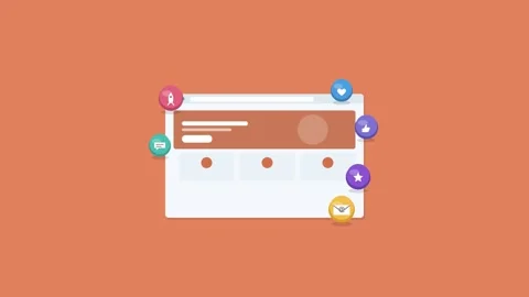 Website landing page in browser with hero section and 3D icons, coral 動画素材 342598371
