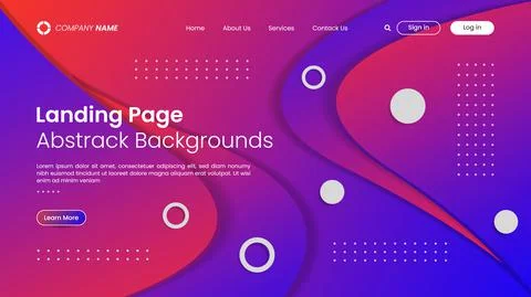 Website landing page Design Template with abstract background. Illustrazione stock