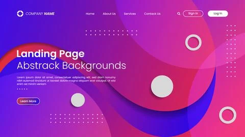Website landing page Design Template with abstract background. Stock Illustration
