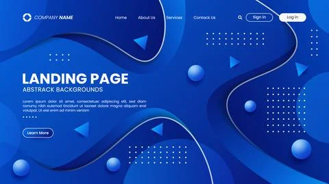 Website landing page Design Template with abstract background. Stock Illustration