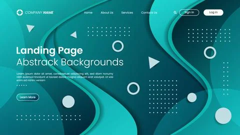 Website landing page Design Template with abstract background. Stock Illustration