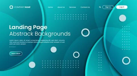 Website landing page Design Template with abstract background. Illustrazione stock