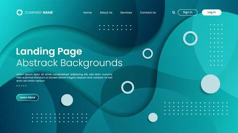 Website landing page Design Template with abstract background. Illustrazione stock