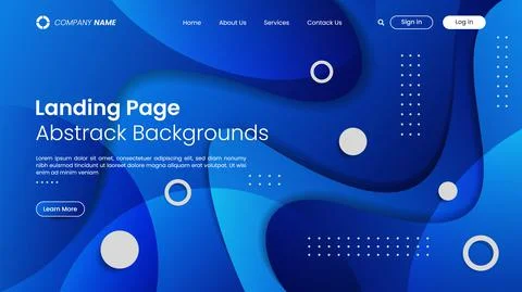 Website landing page Design Template with abstract background. Stock Illustration