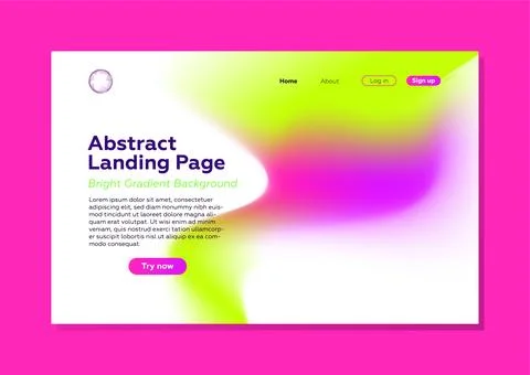 Website landing page design template. Gradient background. Vibrant colors Stock Illustration