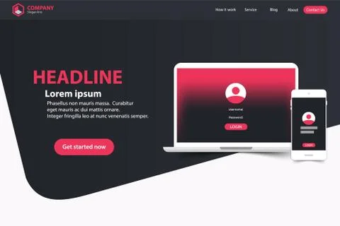 Website Landing Page Design Web Analytics Website Vector Template Design Stock Illustration