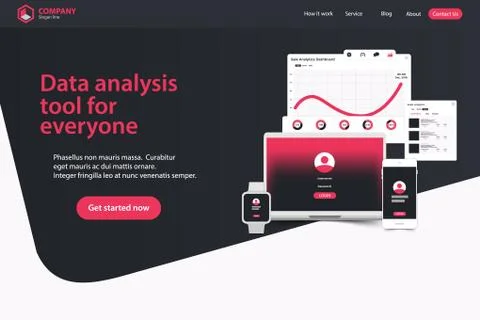 Website Landing Page Design Web Analytics Website Vector Template Design Illustrazione stock