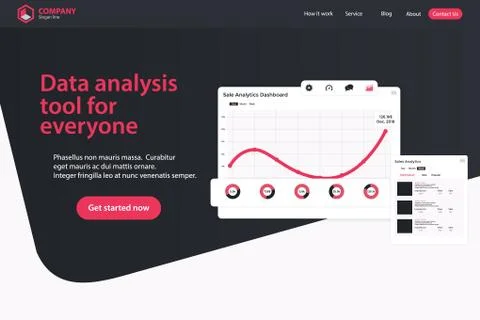 Website Landing Page Design Web Analytics Website Vector Template Design Illustrazione stock