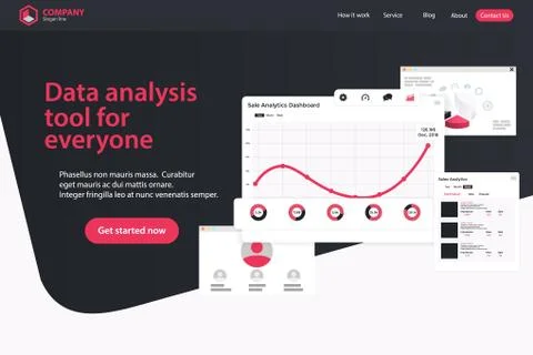 Website Landing Page Design Web Analytics Website Vector Template Design Illustrazione stock