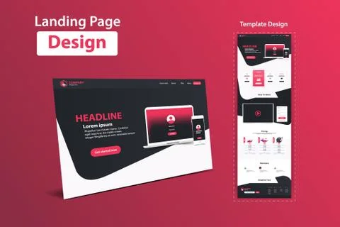 Website Landing Page Design Web Analytics Website Vector Template Design Stock Illustration
