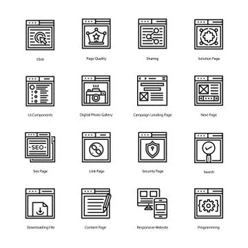 Website Landing Page Line Vector Icons Stock Illustration