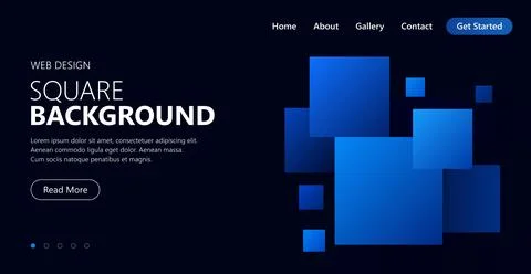 Website Landing Page Template with Blue Squares Vector Illustration Stock Illustration