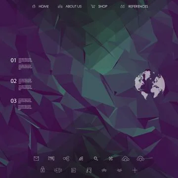 Website landing page template with set of line icons user interface and purple イラスト素材