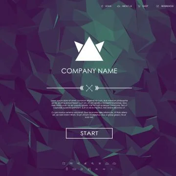 Website landing page template with set of line icons user interface and purple Stock Illustration