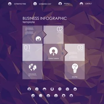Website landing page template with set of round circle icons user interface and Stock Illustration