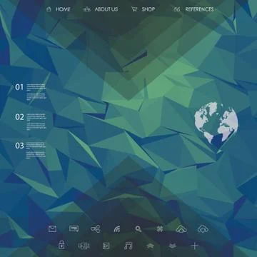 Website landing page template with set of line icons user interface and blue イラスト素材