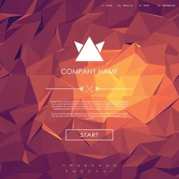Website landing page template with set of line icons user interface and orange Stock Illustration