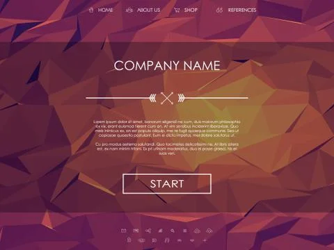 Website landing page template with set of line icons user interface and orange Stock Illustration
