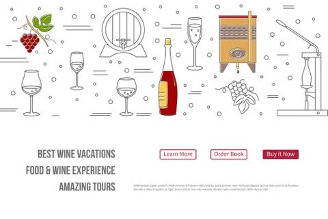 Website landing page template for wine industry Stock Illustration