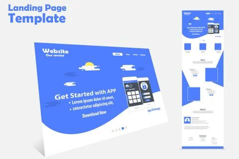 Website landing page vector template design 스톡 일러스트