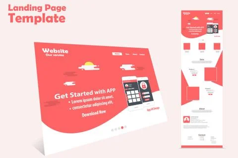 Website landing page vector template design 스톡 일러스트