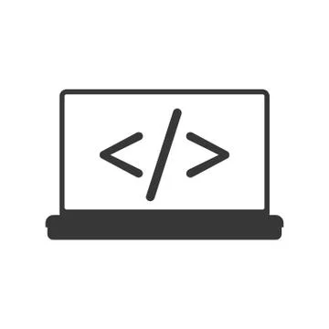 Website laptop code technology internet icon. Vector graphic イラスト素材
