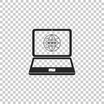 Website on laptop screen icon isolated on transparent background. Globe on イラスト素材
