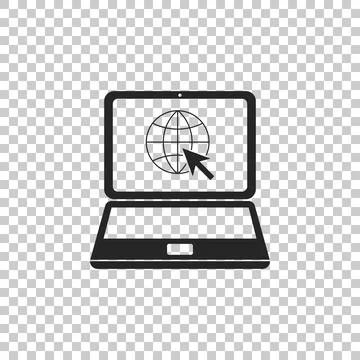 Website on laptop screen icon isolated on transparent background. Laptop with 스톡 일러스트