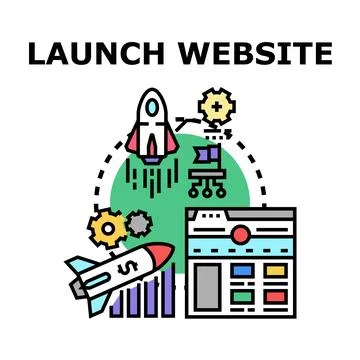 Website launching business strategy with startup development plan Stock Illustration