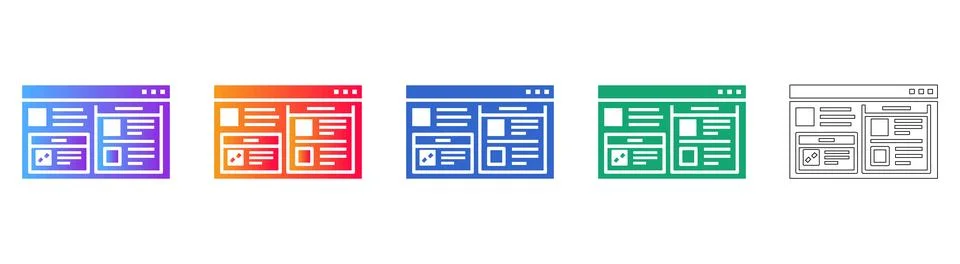 Website Layout and Interface Design Icons Stock Illustration