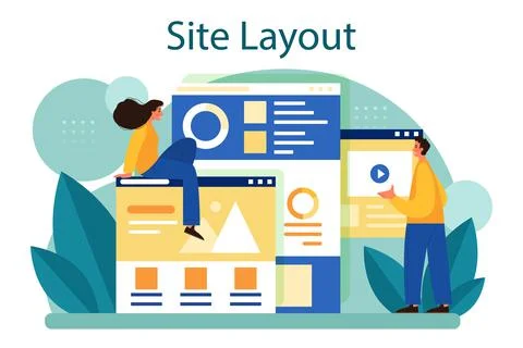 Website layout concept. Web development, mobile app design Stock Illustration