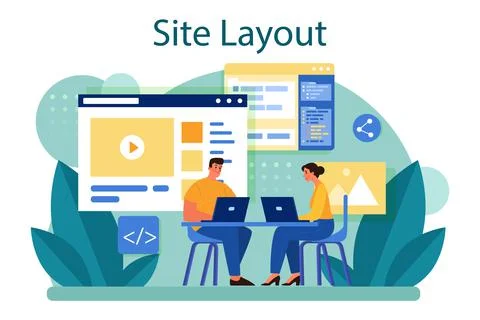 Website layout concept. Web development, mobile app design Stock Illustration