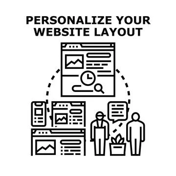 Website layout customization and user interface design concept Stock Illustration