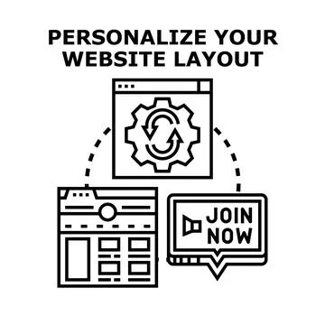 Website layout customization and user interface development Stock Illustration