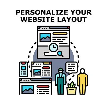 Website layout customization and user interface design concept Stock Illustration